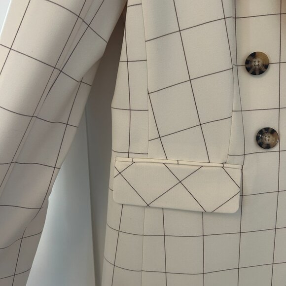 NWT: Veronica Beard Charleston Plaid Double-Breasted Jacket in Ecru Deep Ochre - Picture 8 of 13